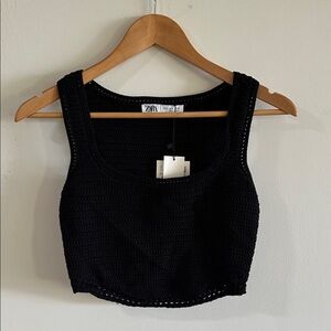 NWT ZARA Black Cropped Knit Tank